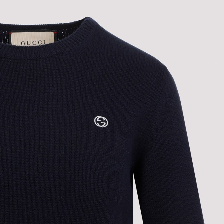 Shop Gucci Blue Wool Cashmere Sweater