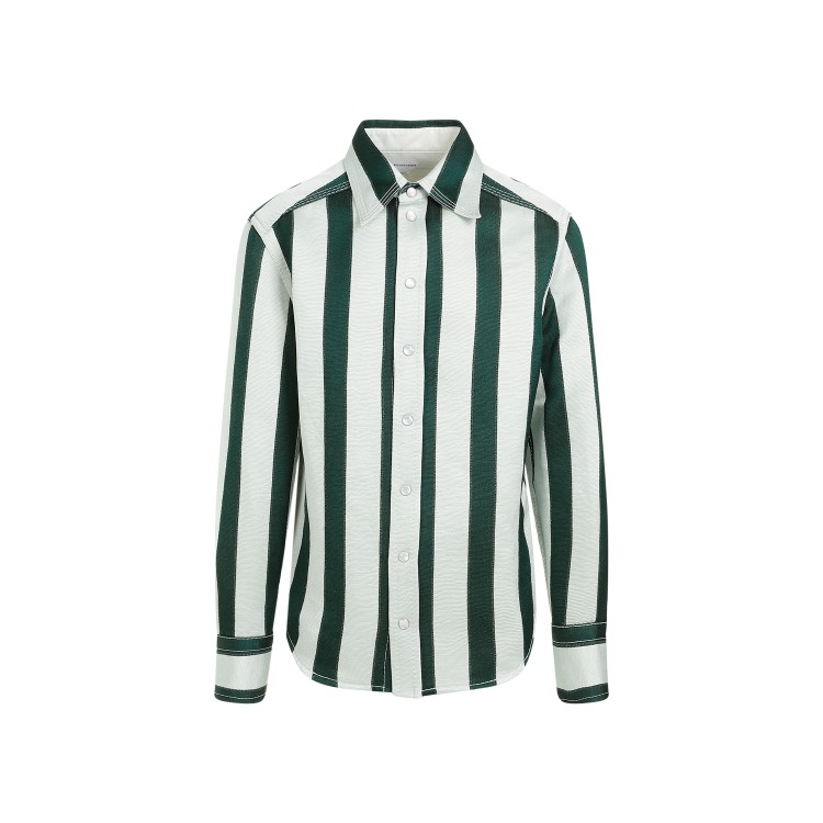 Shop Bottega Veneta Dark Green Cotton Shirt In White