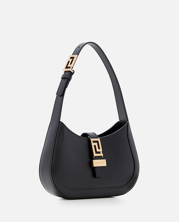 Shop Versace Patent Leather Shoulder Bag In Black
