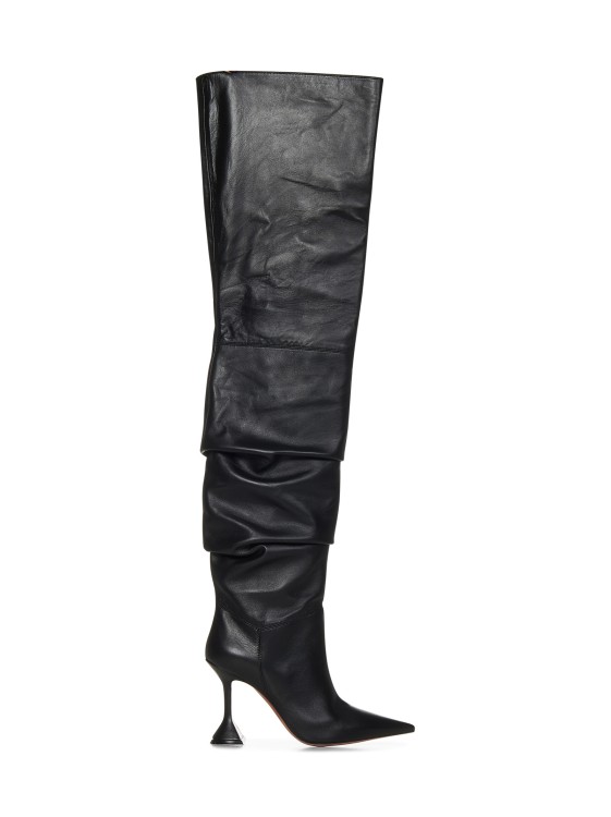 Shop Amina Muaddi Thigh-high Boots In Black