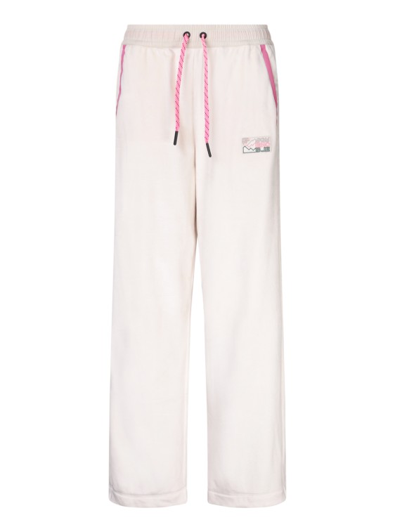 Shop Moncler Velour Track Pants In White