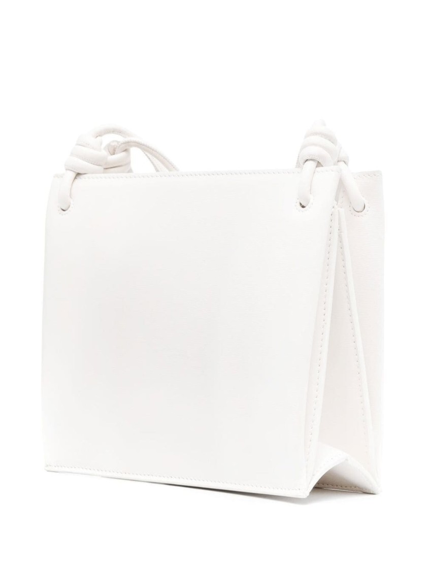 Giro Small White Leather Crossbody Bag With Logo by Jil Sander in