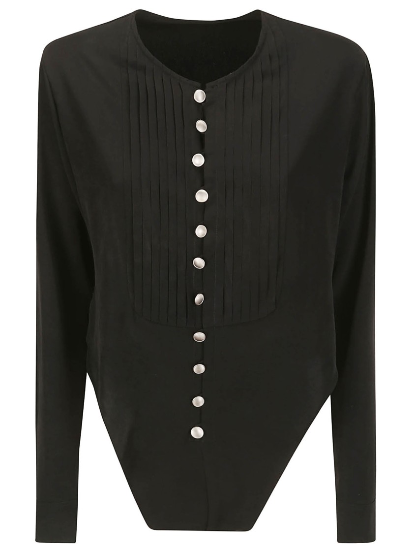 Yohji Yamamoto Pleated Asymmetric-hem Blouse In Black