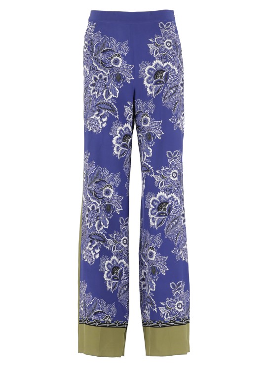 Shop Etro Silk Pants In Blue