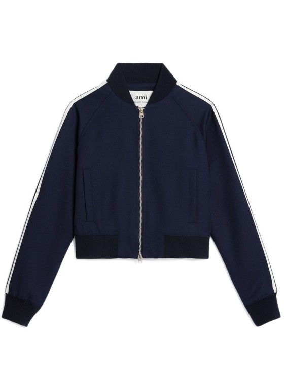 AMI ALEXANDRE MATTIUSSI BLUE STRIPED BOMBER JACKET,01946311-f4ce-0694-b441-50cef76de0df