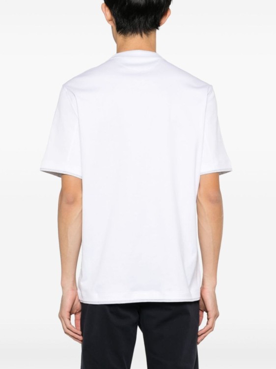 Shop Brunello Cucinelli Cotton Embroidered Logo T-shirt In White