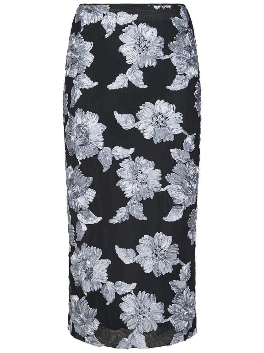 Rotate Birger Christensen Multicolor Skirt With All-over Floral Motif In Grey