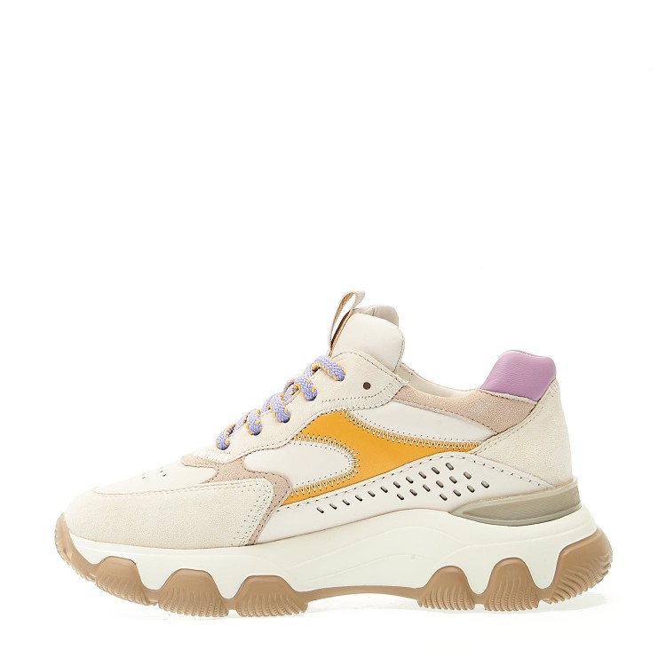 Shop Hogan Hyperactive Cream Leather Spoiler Lilac Laces In Neutrals