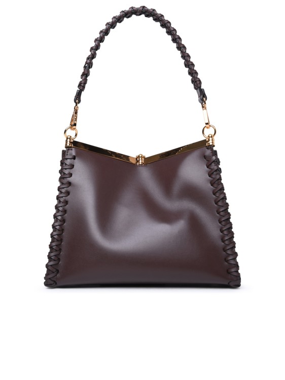 Shop Etro Vela' Medium Brown Leather Bag In Grey