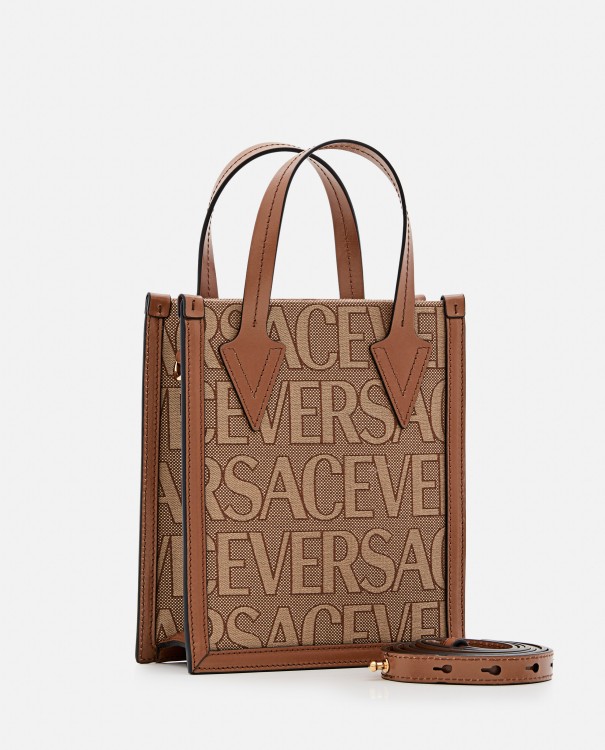 Shop Versace Small Tote In Brown