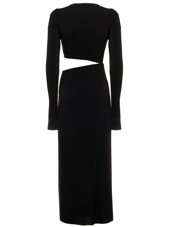 Shop Andamane Black Long Dress In Stretch Jerseywith Asymmetrical Cut Out Details