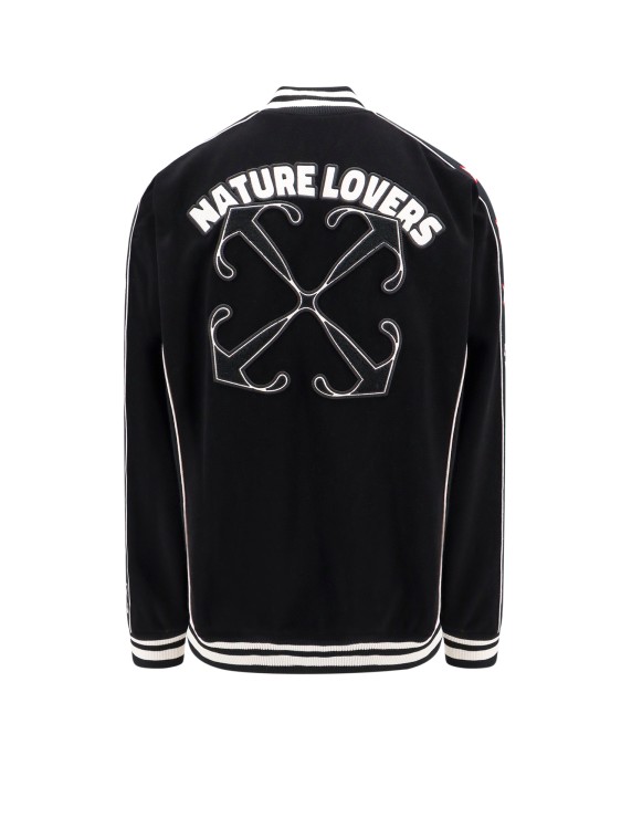 Shop Off-white Nylon Varsity Jacket With Frontal Logo Patch In Black