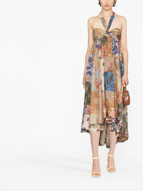 Shop Zimmermann Devi Paisley-print Halterneck Dress In Multicolor