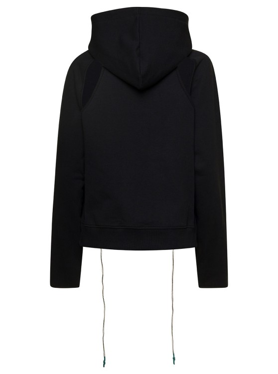 Shop Andersson Bell Black Hoodie With Cut-out Detail And Logo On The Front In Cotton