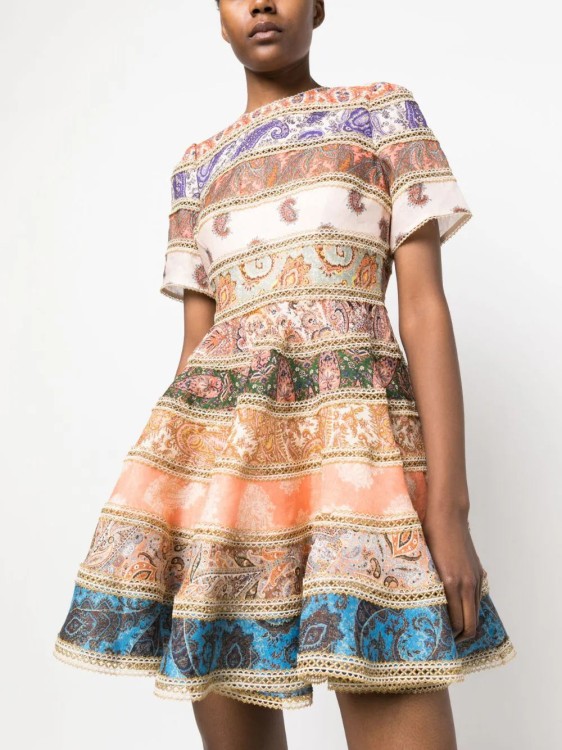 Shop Zimmermann Devi Spliced Mini Dress In Multicolor