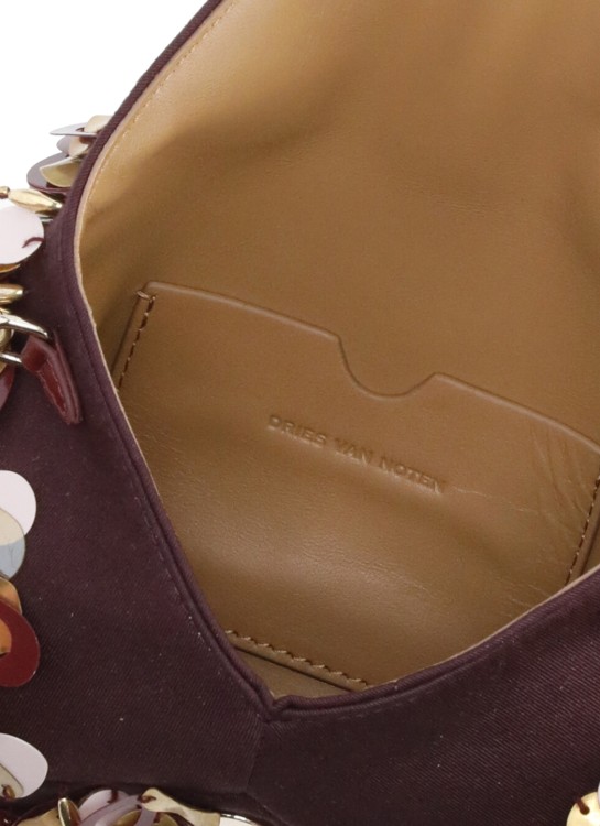 Shop Dries Van Noten Bordeaux Leather And Cotton Shoulder Bag In Burgundy