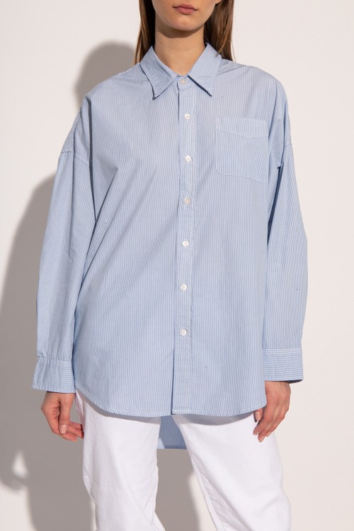 Shop R13 Blue Pinstripe Cotton Shirt