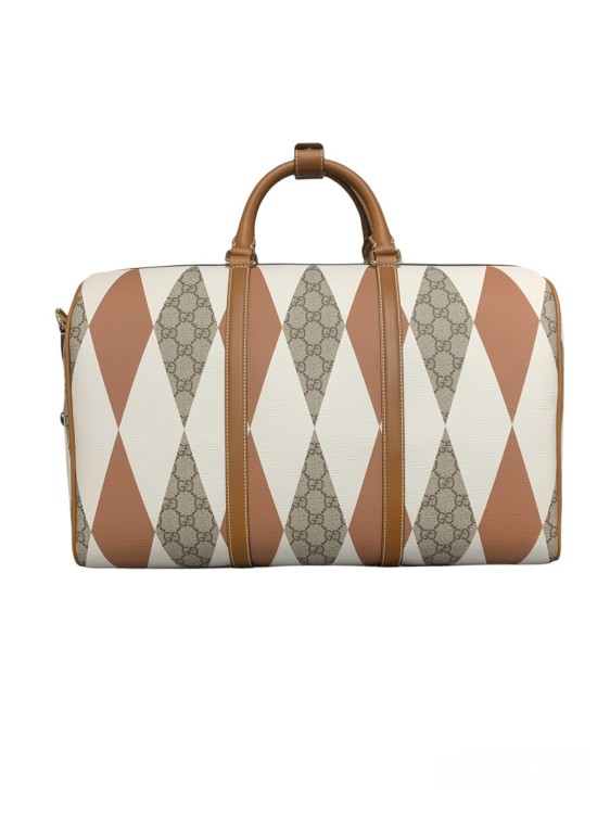 Gucci Keepall Rhombus Bicolor 45 In White