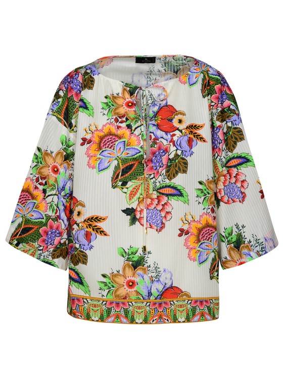 Shop Etro Multicolored Silk Blend Shirt