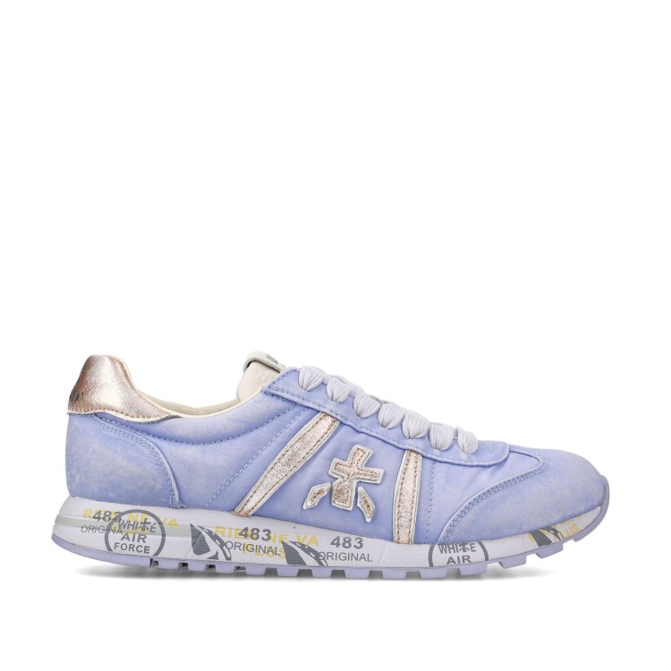 Premiata Lucy Sneakers In Lilac Suede And Technical Fabric In Blue