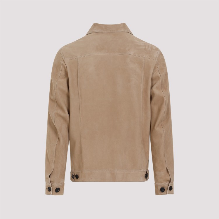 Shop Dunhill Suede Tailored Fawn Leather Jacket In Brown