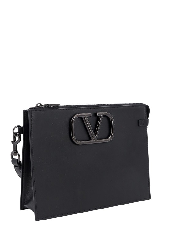 Shop Valentino Leather Clutch Wutg Vlogo Signature Detail In Black