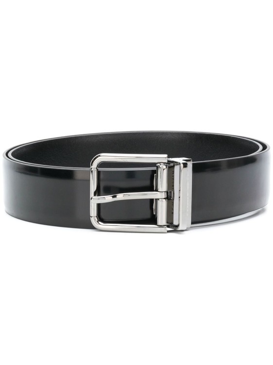 Dolce & Gabbana Dark Grey Leather Buckle Belt