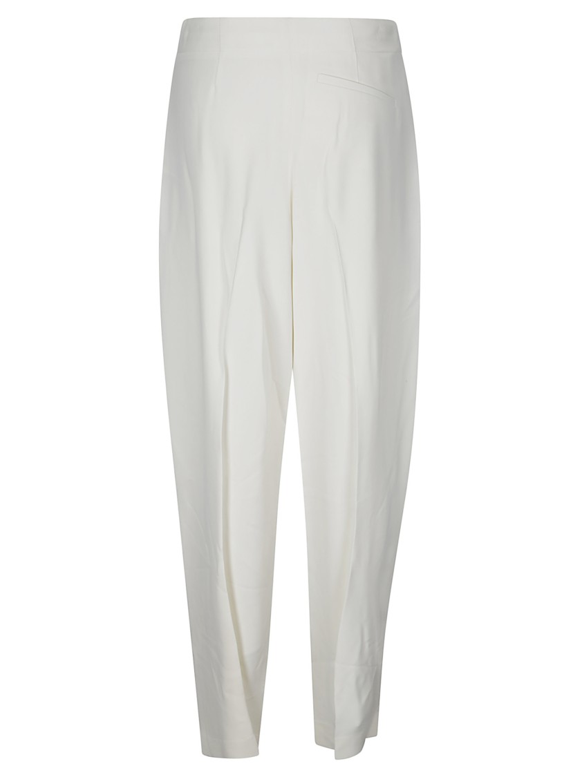 Mugler Pleated Tapered Twill Trousers In White