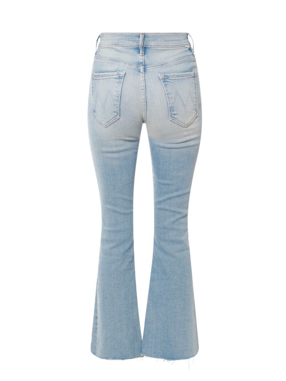 Shop Mother Flared Stretch Cotton Jeans In Blue