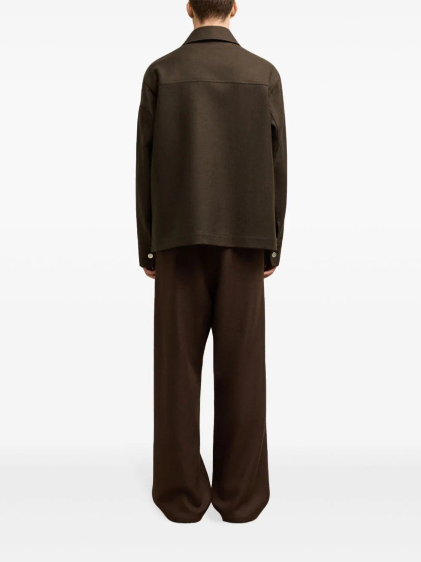 Ami Alexandre Mattiussi New Wool Button-down Coat Shirt In Black