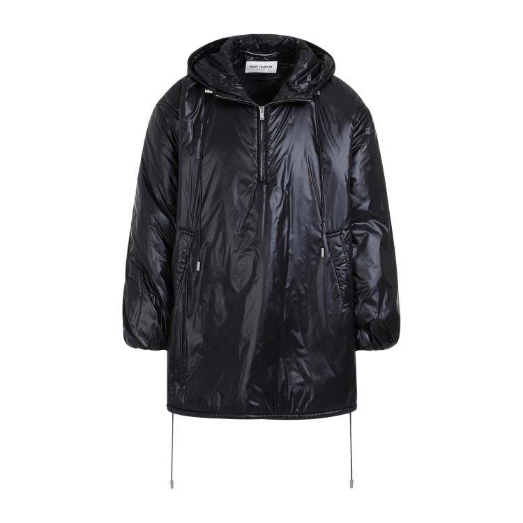 Saint Laurent Cassandre Oversized Hooded Coat In Black