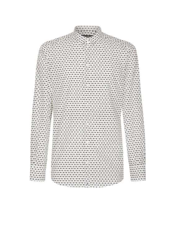 Shop Dolce & Gabbana Cotton Shirt With Dg Logo Print In White
