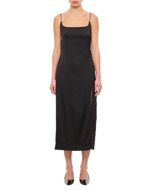 Jacquemus Midi Slip Dress W/ Side Slit In Black