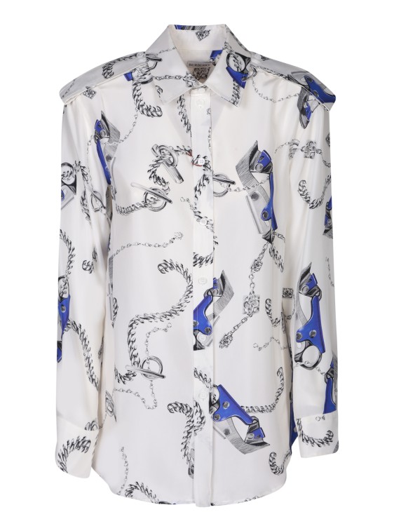 Shop Burberry Long Sleeve Shirt With Nautical Print In White
