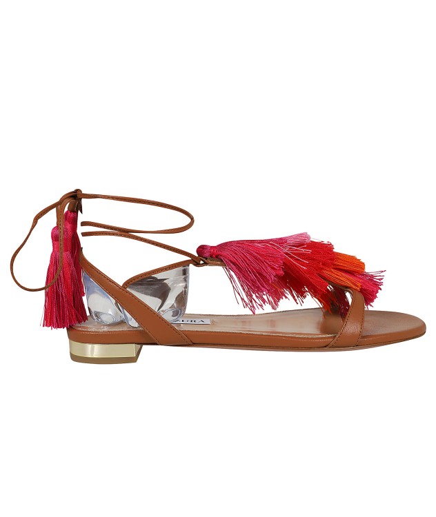 Shop Aquazzura Tasse Sandal In Brown Leather In Red