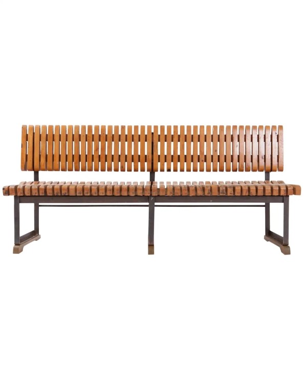 Unknown Industrial Bench With Slatted Seat And Backrest In Not Applicable