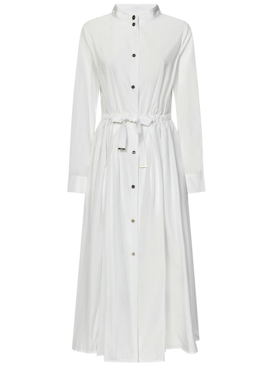 Shop Herno White Water-repellent Technical Taffeta Midi Shirt Dress