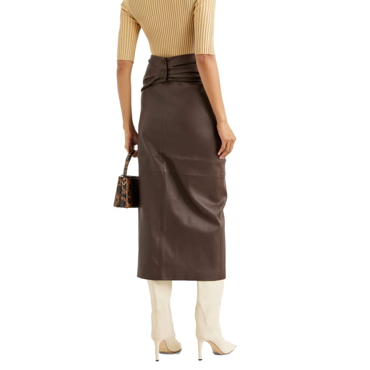 Shop Brunello Cucinelli Brown Leather Skirt