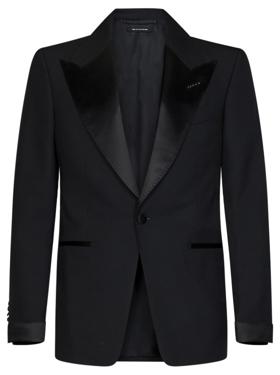 Shop Tom Ford Black Wool Tuxedo Suit