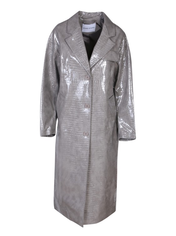 Shop Stand Studio Crocodile-effect Classic Trench In Grey