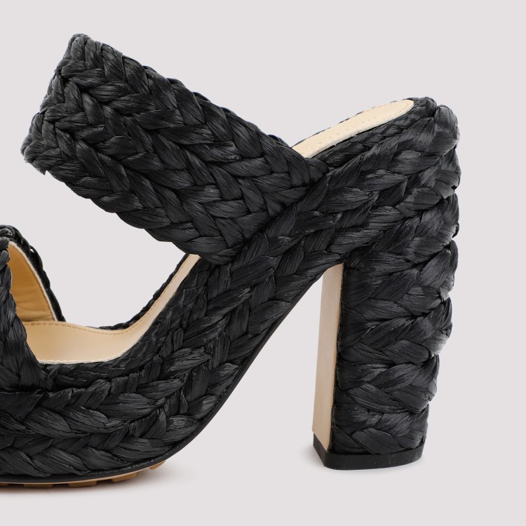 Shop Bottega Veneta Black Raffia Sandals