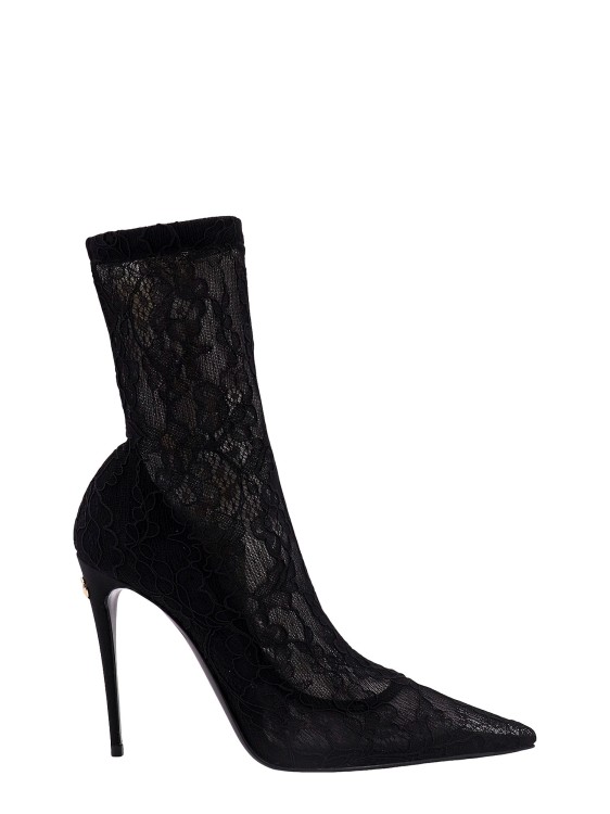 Shop Dolce & Gabbana Lace Ankle Boots In Black