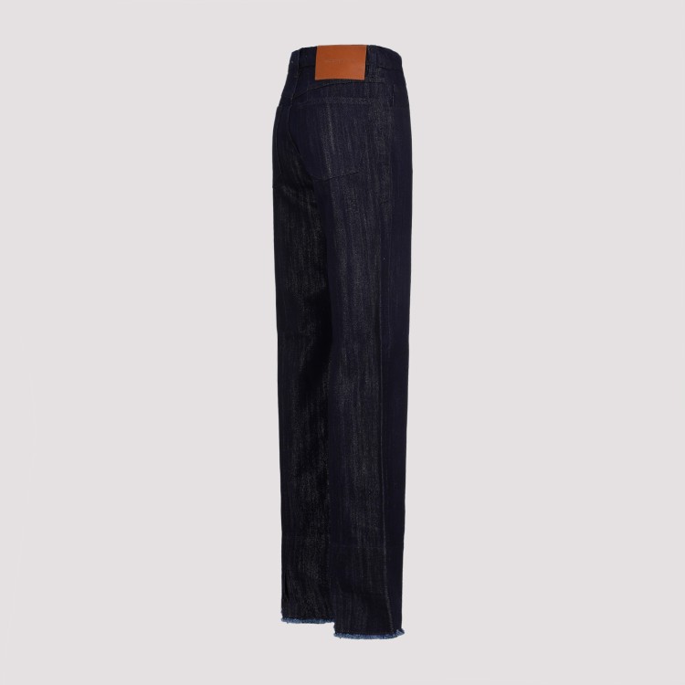 Shop Victoria Beckham Blue Indigo Cotton Cropped High Waist Tapered Jeans In Black