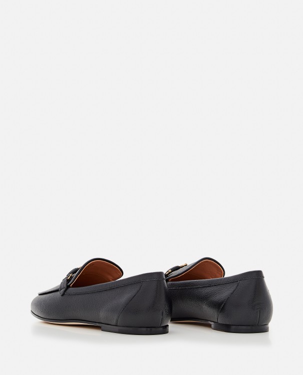 Shop Tod's Flat Leather Loafers In Black