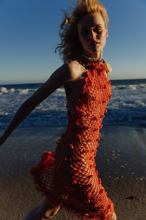 Shop Andreeva Malva Orange Handmade Crochet Dress