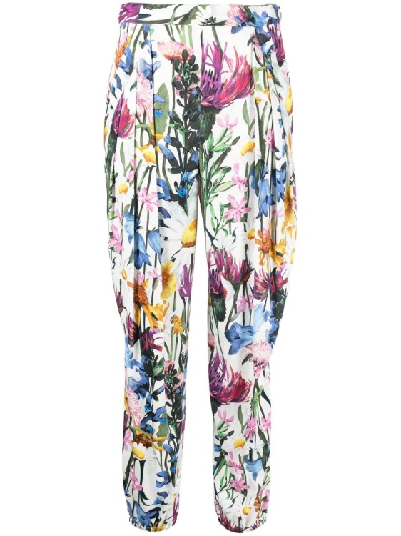 Stella Mccartney Multicolored Floral Print Pants In White