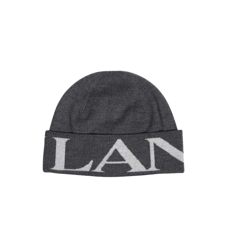 Shop Lanvin Wool Logo Hat In Grey