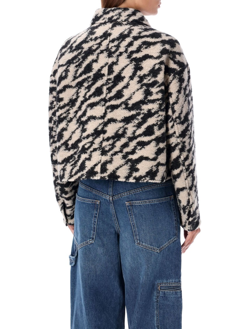 Isabel Marant Étoile Isabel Marant Etoile Womens Black Beige Ferida Cropped Wool-blend Jacket In Black