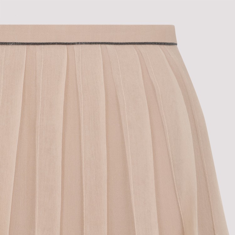 Shop Brunello Cucinelli Beige Silk Skirt In Neutrals