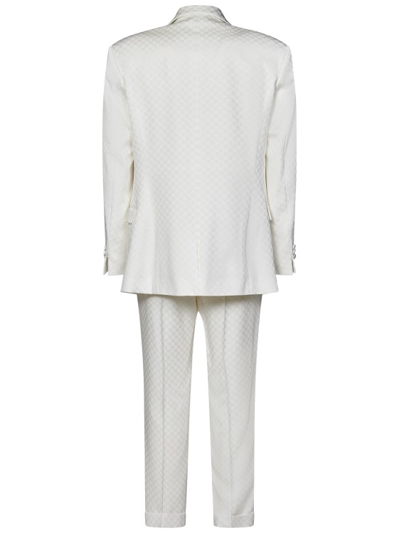 Shop Balmain White Viscose Blend Satin Suit